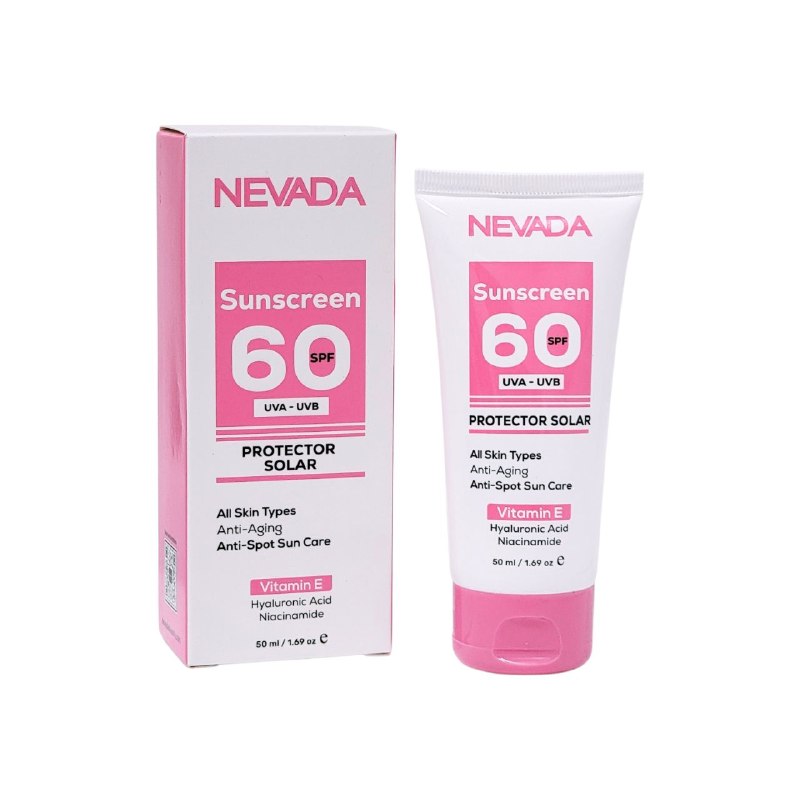 PROTECTOR SOLAR FACIAL SPF60 CON NIACINAMIDA VITAMINA E Y ACIDO HIALURONICO NEVADA 50ML