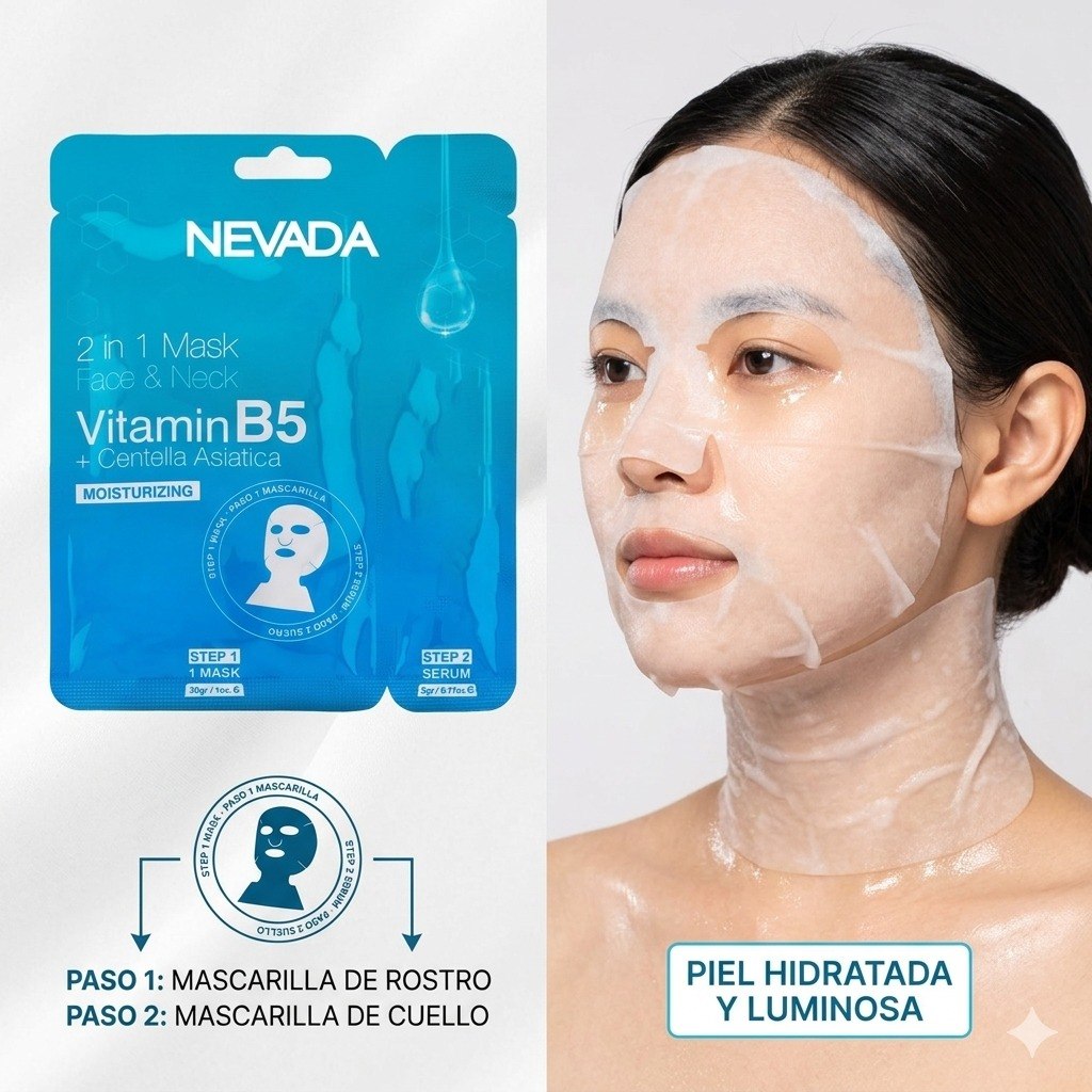 MASCARILLA PARA ROSTRO Y CUELLO HIDRATANTE Y REPARADORA CON PANTENOL Y EXTRACTO DE CENTELLA ASIATICA NEVADA 30G