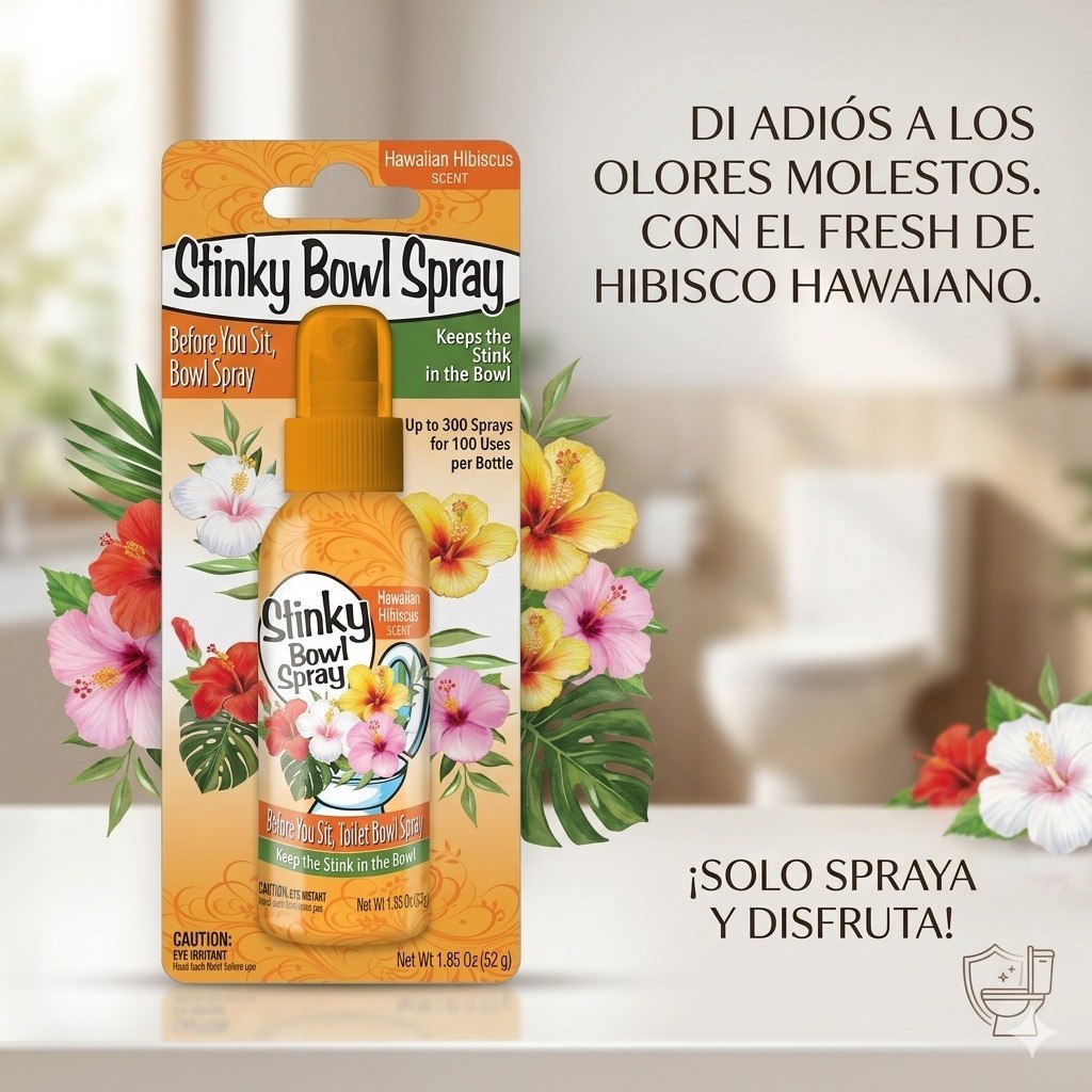 SPRAY BLOQUEADOR DE OLORES PARA EL INODORO AROMA A BRISA HAWAIANA STINKY BOWL 55ML
