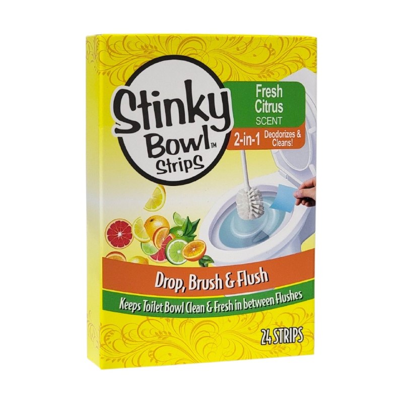 TIRAS LIMPIADORAS PARA EL INODORO CON AROMA CITRICO 24UND STINKY BOWL