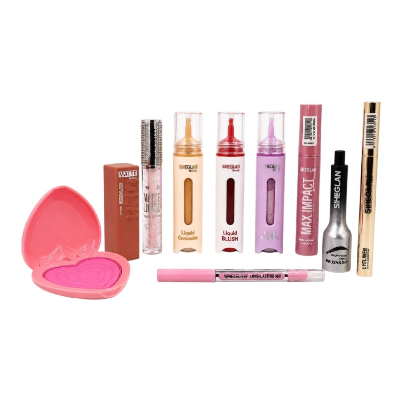 SET DE MAQUILLAJE MULTIFUNCIONAL DE 10PCS SIHEGLAN (DUPE DE SHEGLAM Y MAYBELLINE)