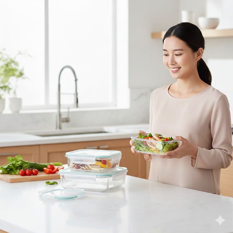 SET DE RECIPIENTES PANAS DE ALIMENTOS DE VIDRIO HERMETICOS 3PCS LOCK FRESH