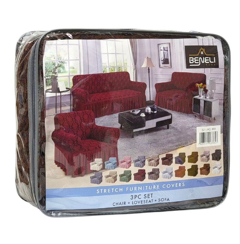 SET DE FORROS ELASTICOS DE MUEBLES, JUEGO DE 3 PIEZAS PARA MUEBLES VARIOS COLORES BENELI HOME