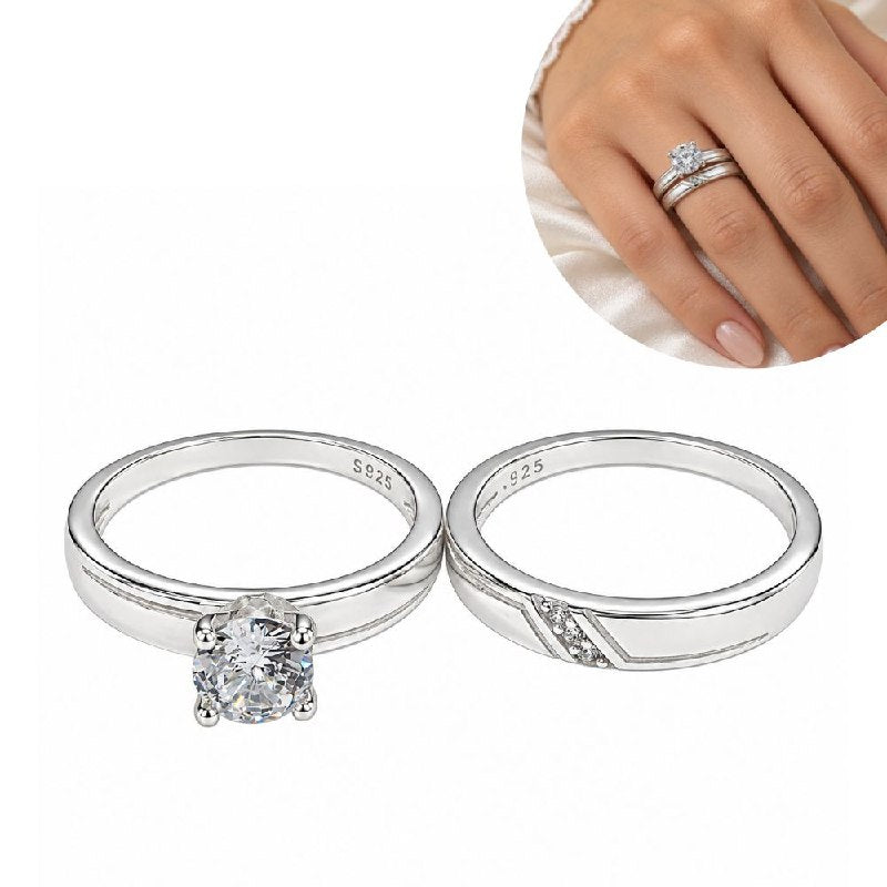 ANILLO DE PLATA 9.25 PARA DAMA EN DUO DE MATRIMONIO 4.9G