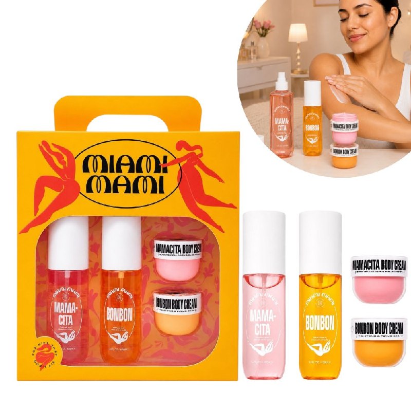 SET DE CUIDADO CORPORAL DE 4 PIEZAS CON SPLASH AROMATICOS MIAMI MAMI