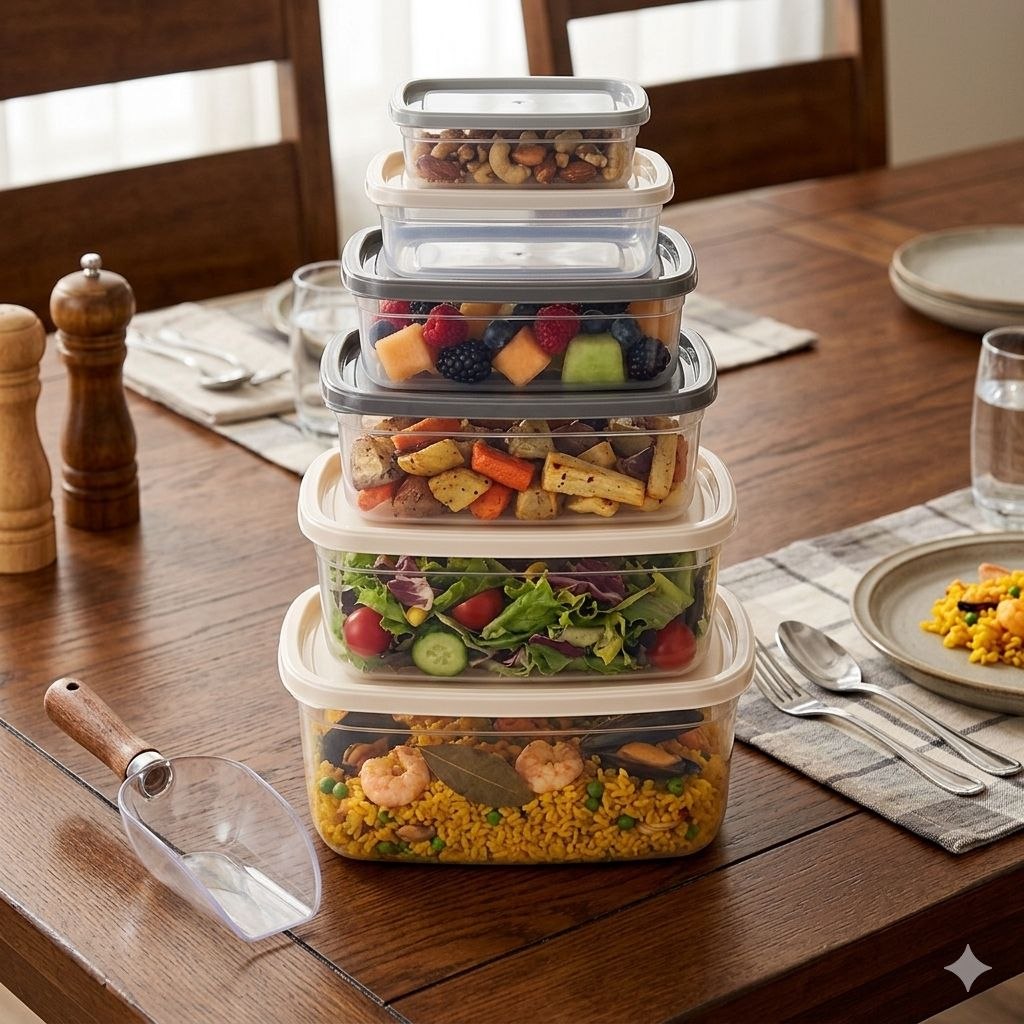 SET DE RECIPIENTES PANAS PARA ALIMENTOS HERMETICOS APILABLES 6PCS SOFTCHEF