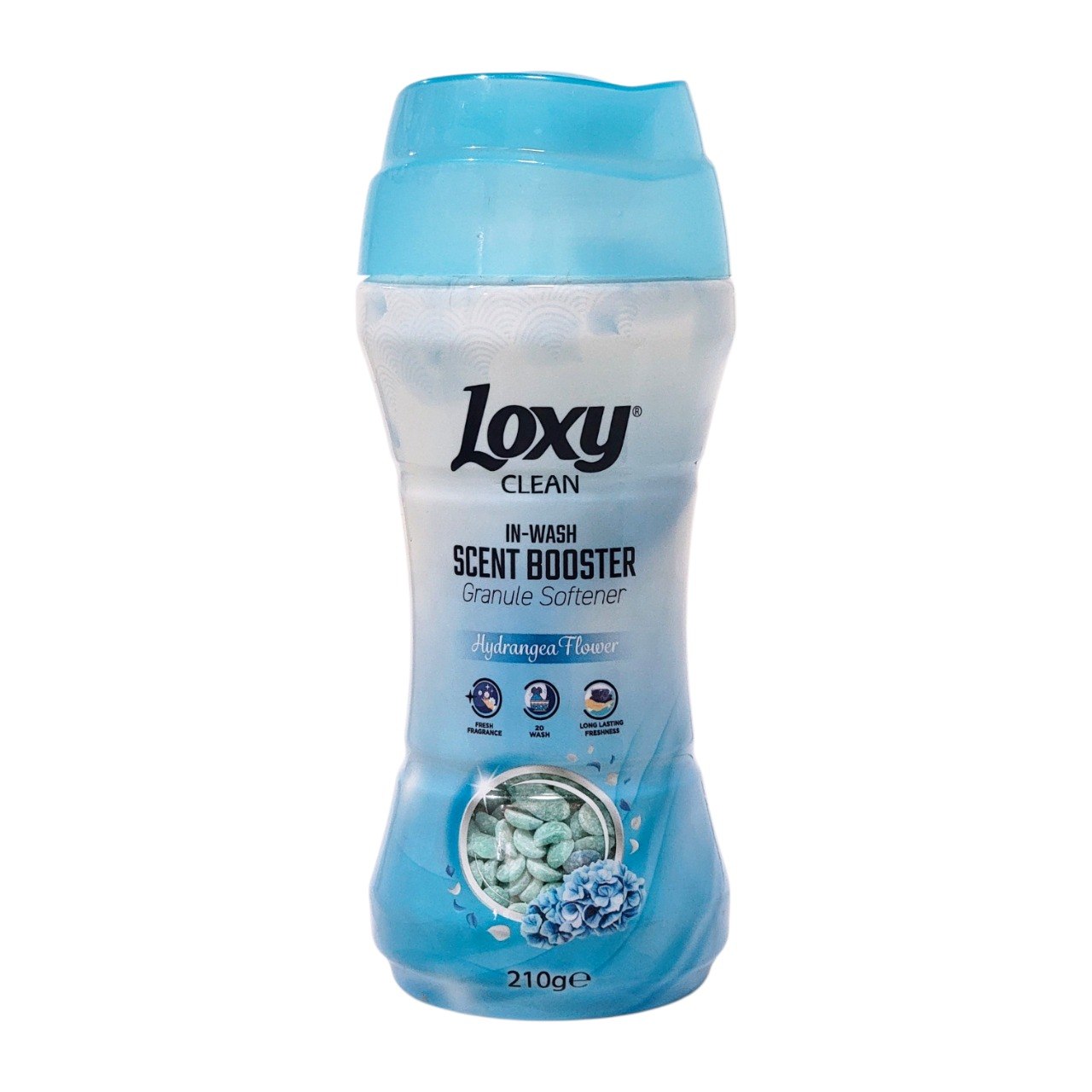 POTENCIADOR DE AROMA Y SUAVIZANTE PARA LAVANDERIA CON AROMA A FLOR DE HORTENSIA LOXY 210G
