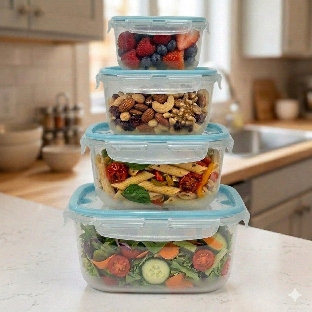SET DE RECIPIENTES PANAS PARA ALIMENTOS DE TAMAÑOS VARIADOS 4PCS LOCK&FIT
