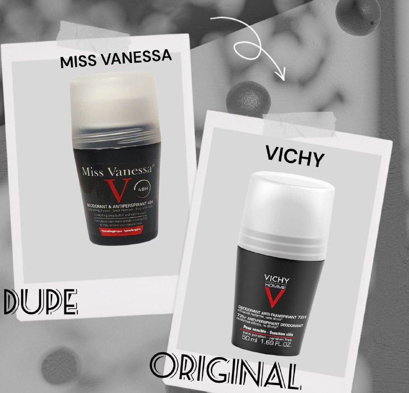 DESODORANTE PARA MUJERES ANTITRANSPIRANTE DE 48H OLOR A KARITE Y VAINILLA MISS VANESA 50ML DUPE DE VICHY