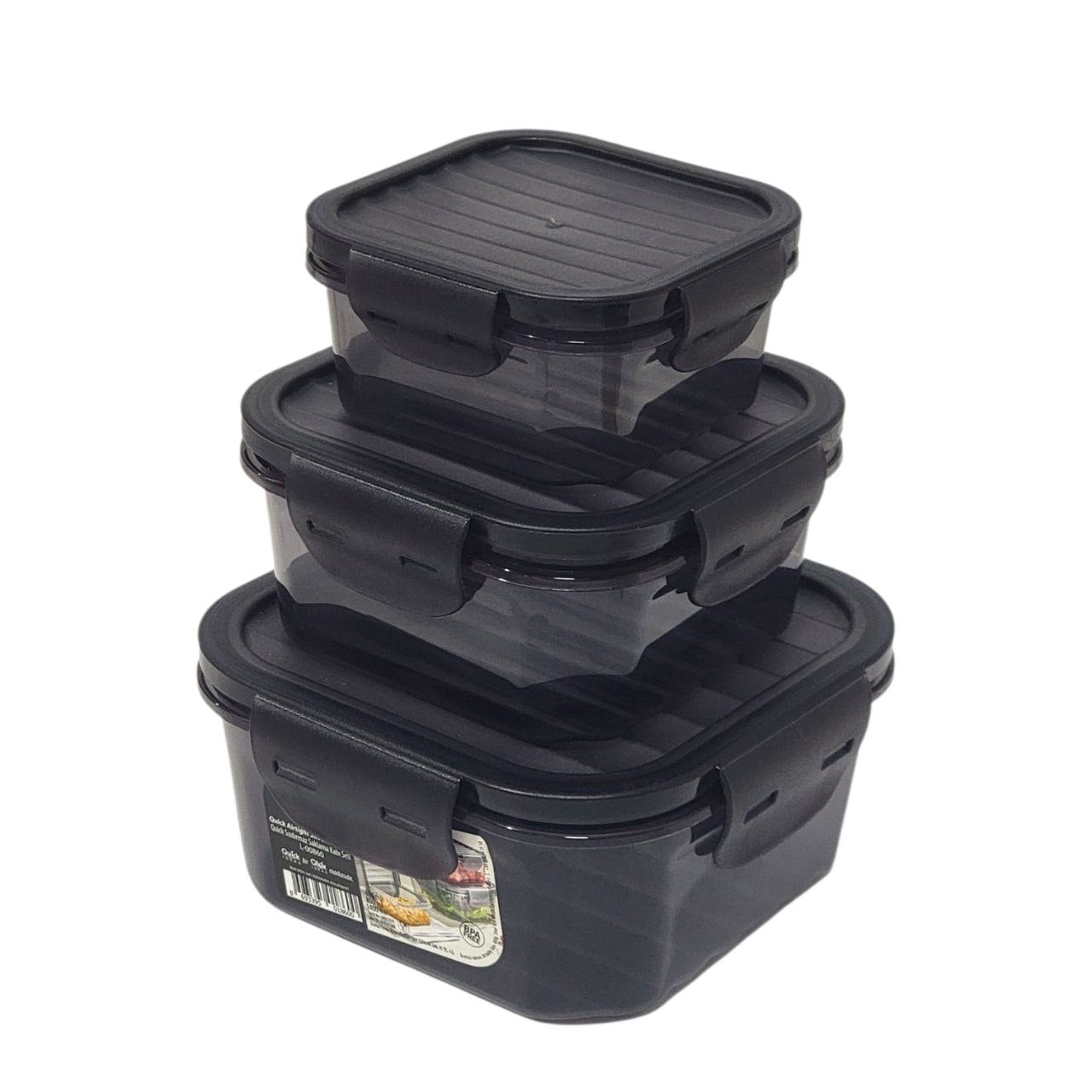 SET DE RECIPIENTES PANAS PARA ALIMENTOS HERMETICOS APILABLES 3PCS QLUX IDEAS
