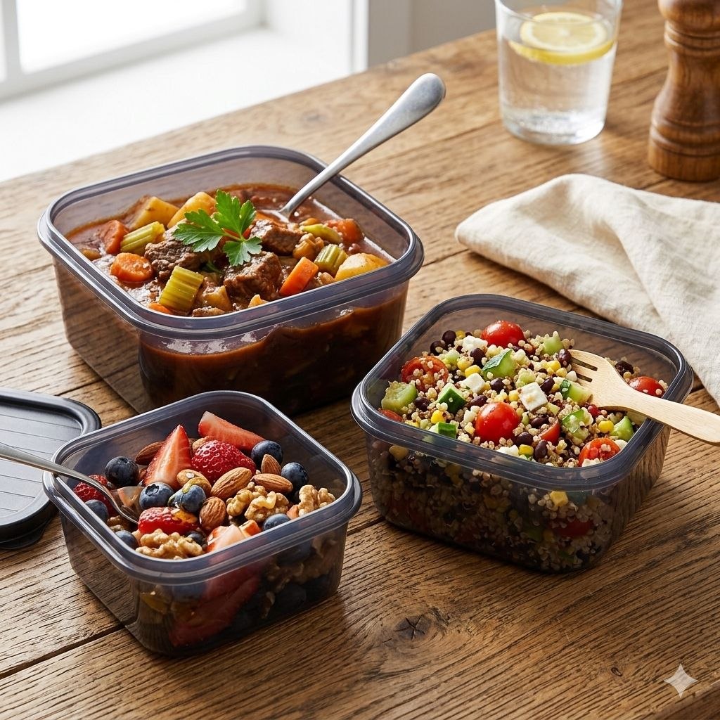 SET DE RECIPIENTES PANAS PARA ALIMENTOS HERMETICOS APILABLES 3PCS QLUX IDEAS