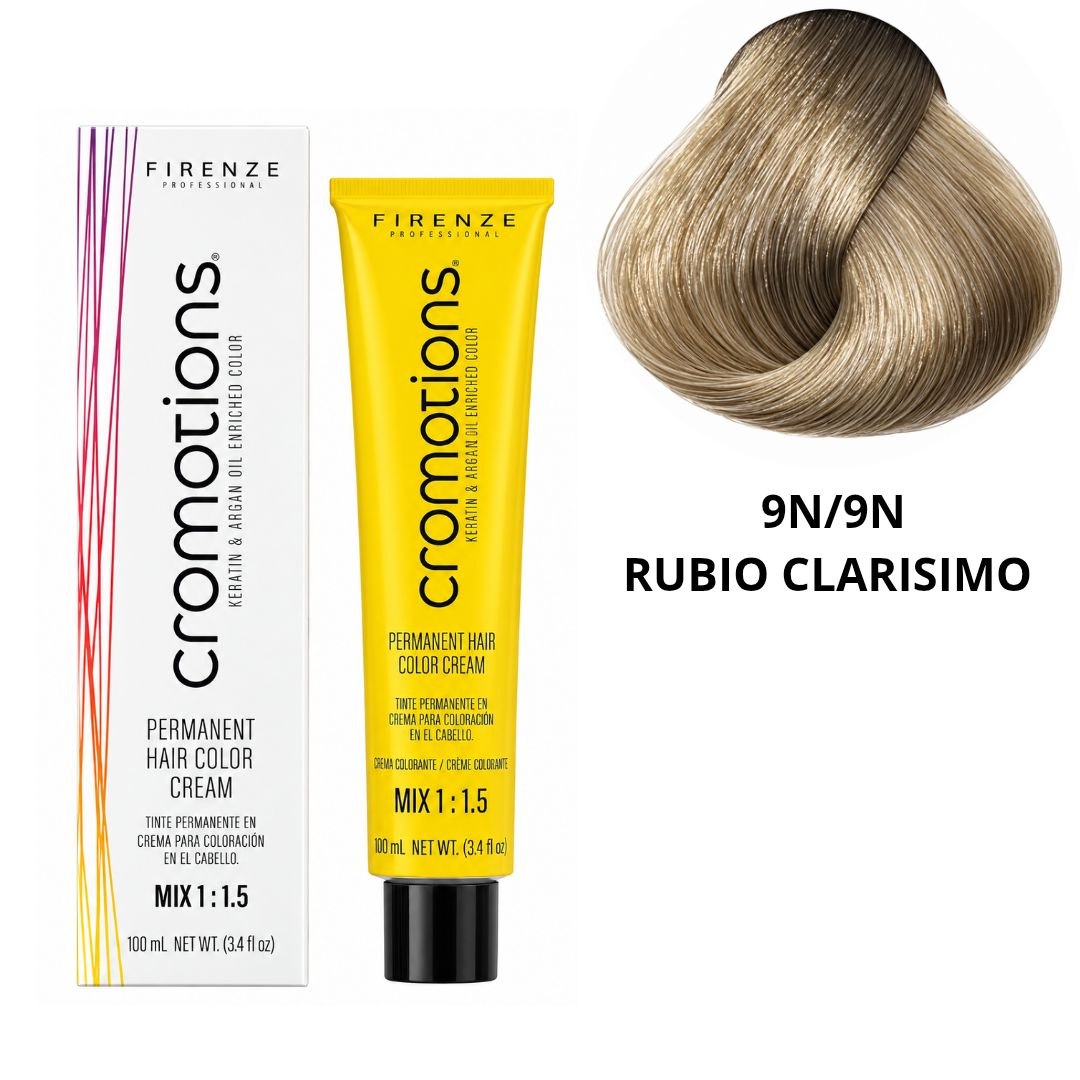 TINTE PERMANENTE EN CREMA CROMOTIONS 9N/9N RUBIO CLARISIMO FIRENZE PROFESSIONAL 100ML