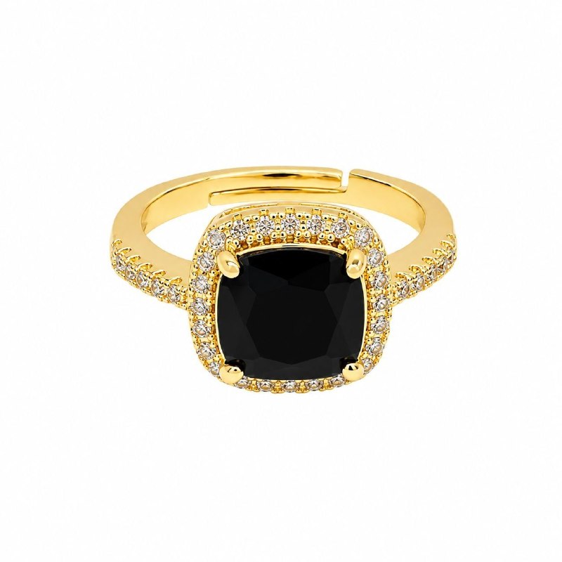 ANILLO DE ENCHAPE PARA DAMA ESTILO HALO CON GEMAS EN CORTE COJÍN Y PAVÉ