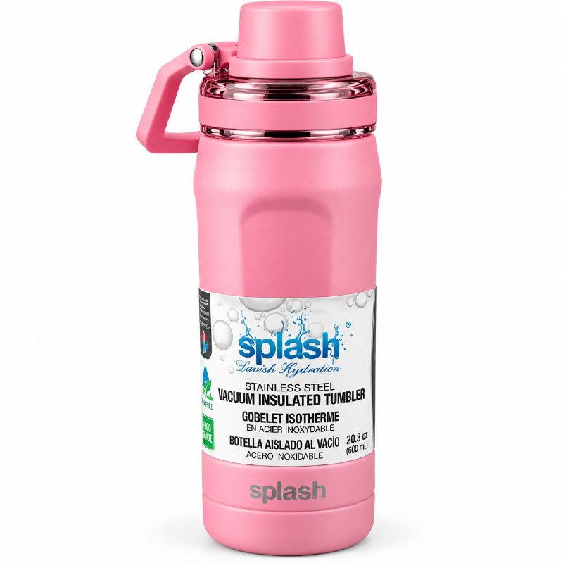 BOTE TERMICO DE ACERO INOXIDABLE CON ASA SPLASH 600ML