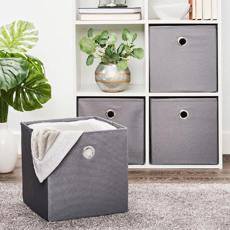 ORGANIZADOR CAJA DE ALMACENAMIENTO PLEGABLE DE TELA, CESTA CON ASA MULTIFUNCIONAL PARA ORGANIZAR ROPA, JUGUETES, ETC CLOSET ESSENTIALS 22.9X22.9X20.3CM