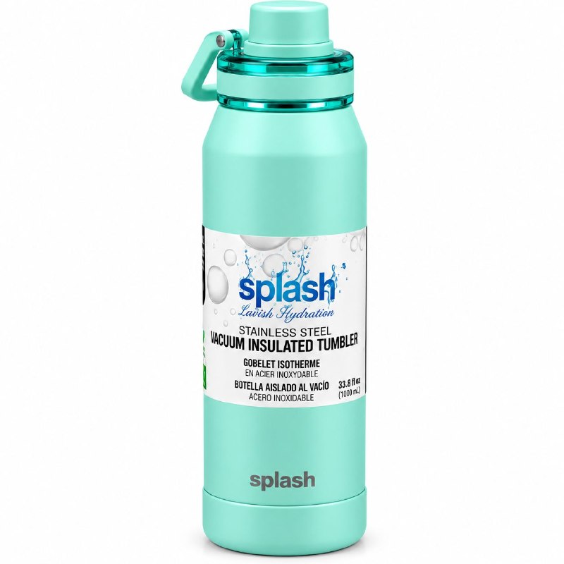 BOTE TERMICO DE ACERO INOXIDABLE CON ASA SPLASH 1000ML