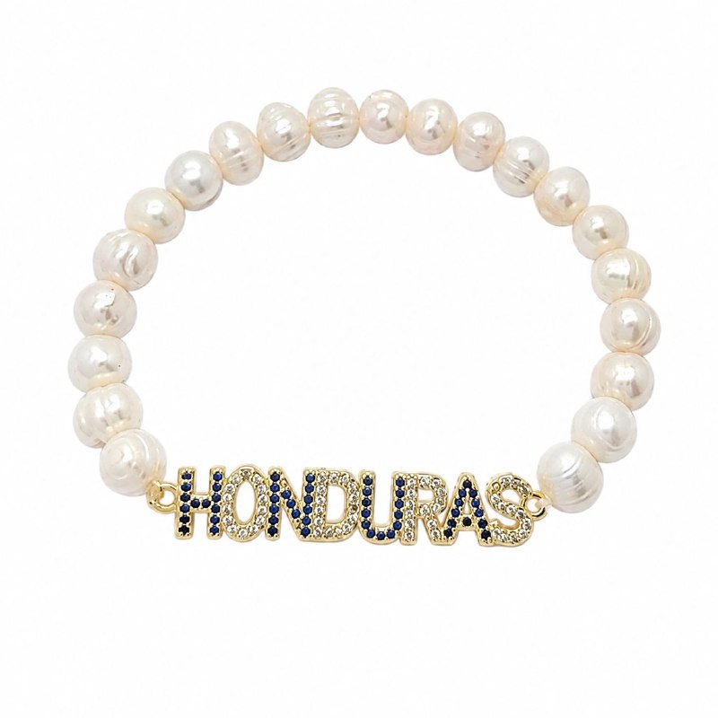 PULSERA DE ENCHAPE ELASTICA PARA DAMA CON DISEÑO DE HONDURAS