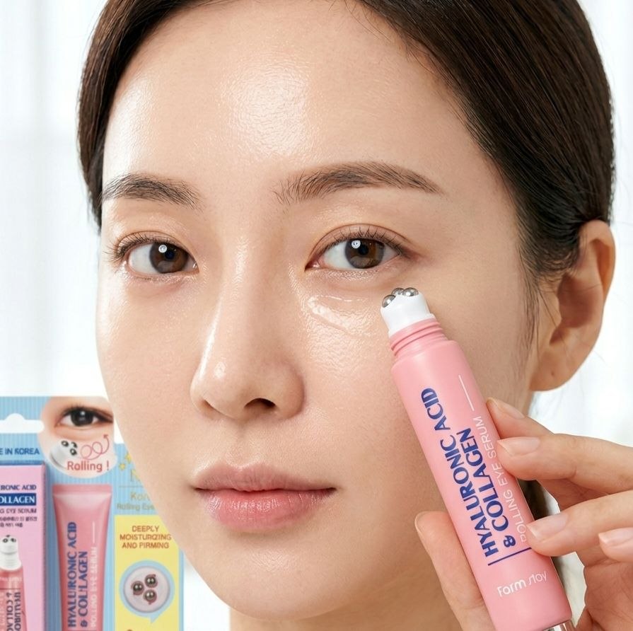 SUERO FACIAL COREANO PARA CONTORNO DE OJOS HIDRATANTE DE ACIDO HIALURONICO Y COLAGENO FARM STAY 25ML