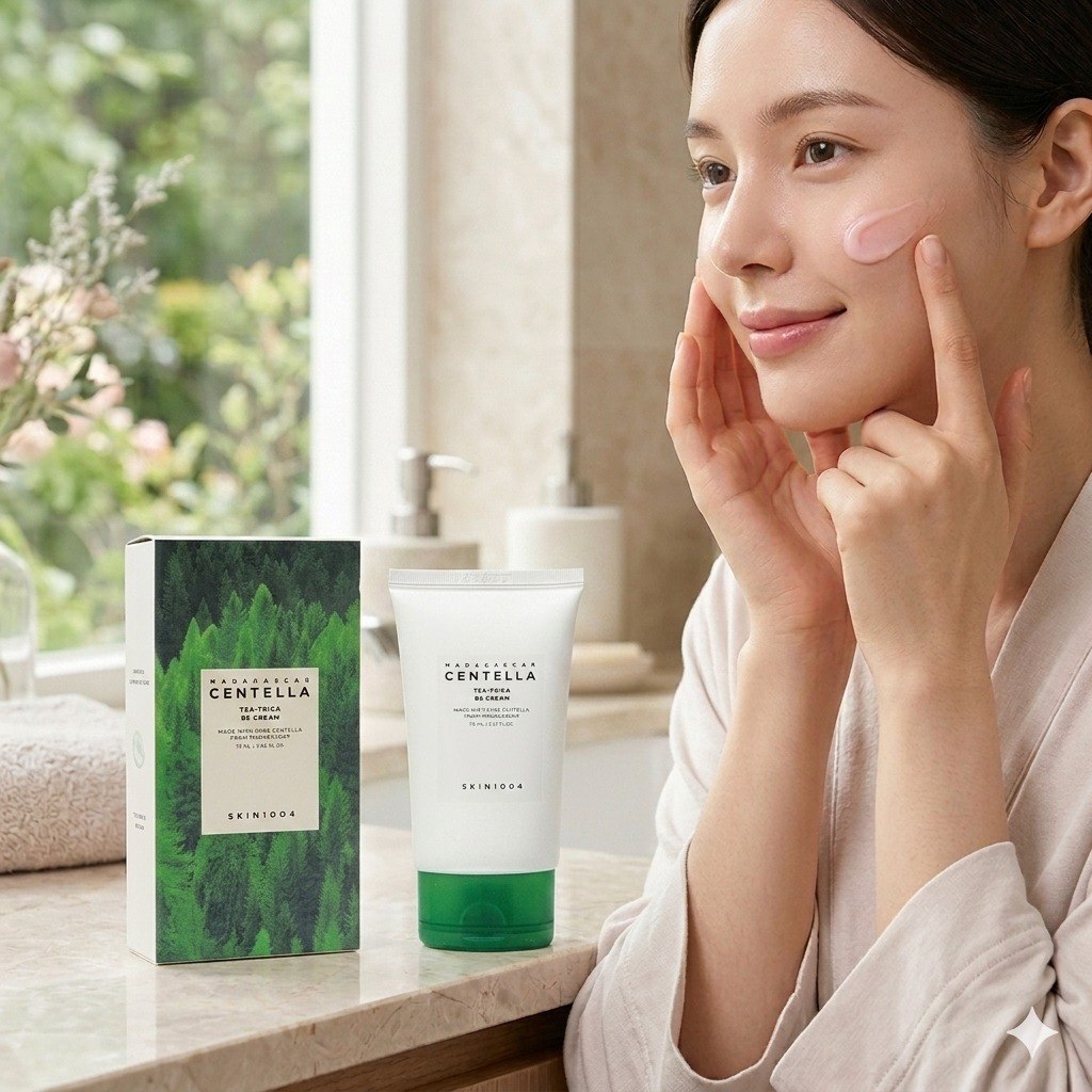 CREMA FACIAL CALMANTE PARA CONTROL DE ACNE Y SEBO CON CENTELLA ASIATICA DE MADAGASCAR ARBOL DE TE Y VITAMINA B5 SKIN1004 75ML