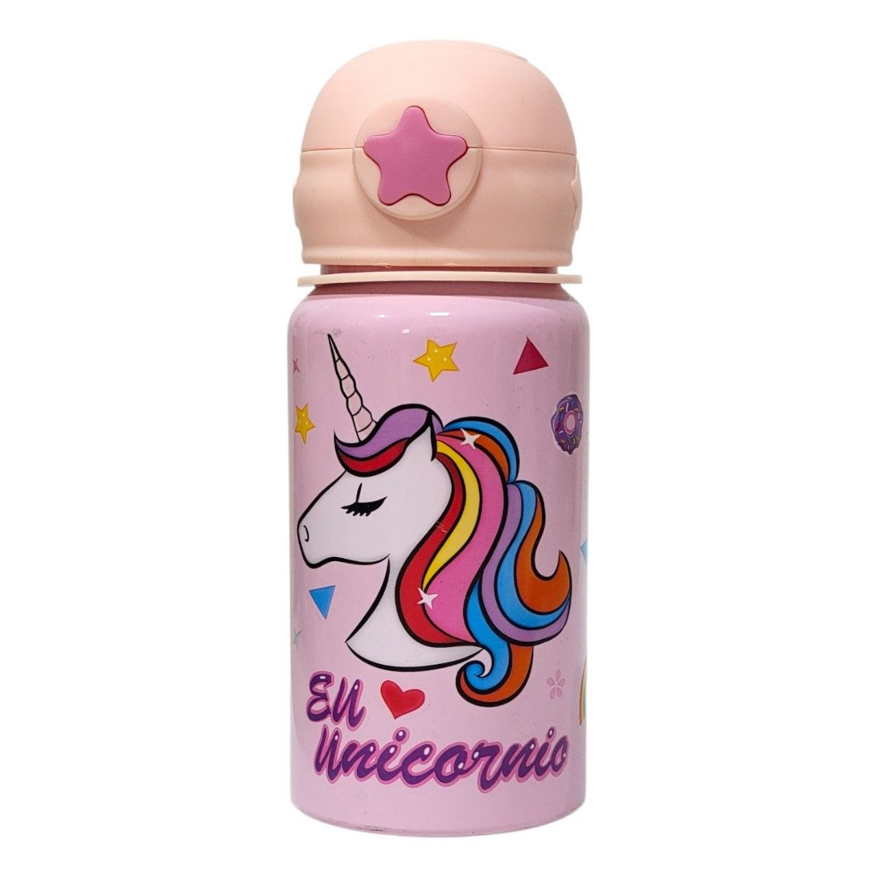 BOTELLA INFANTIL DE ALUMINIO PORTATIL CON PAJILLA DE SILICONA 450ML
