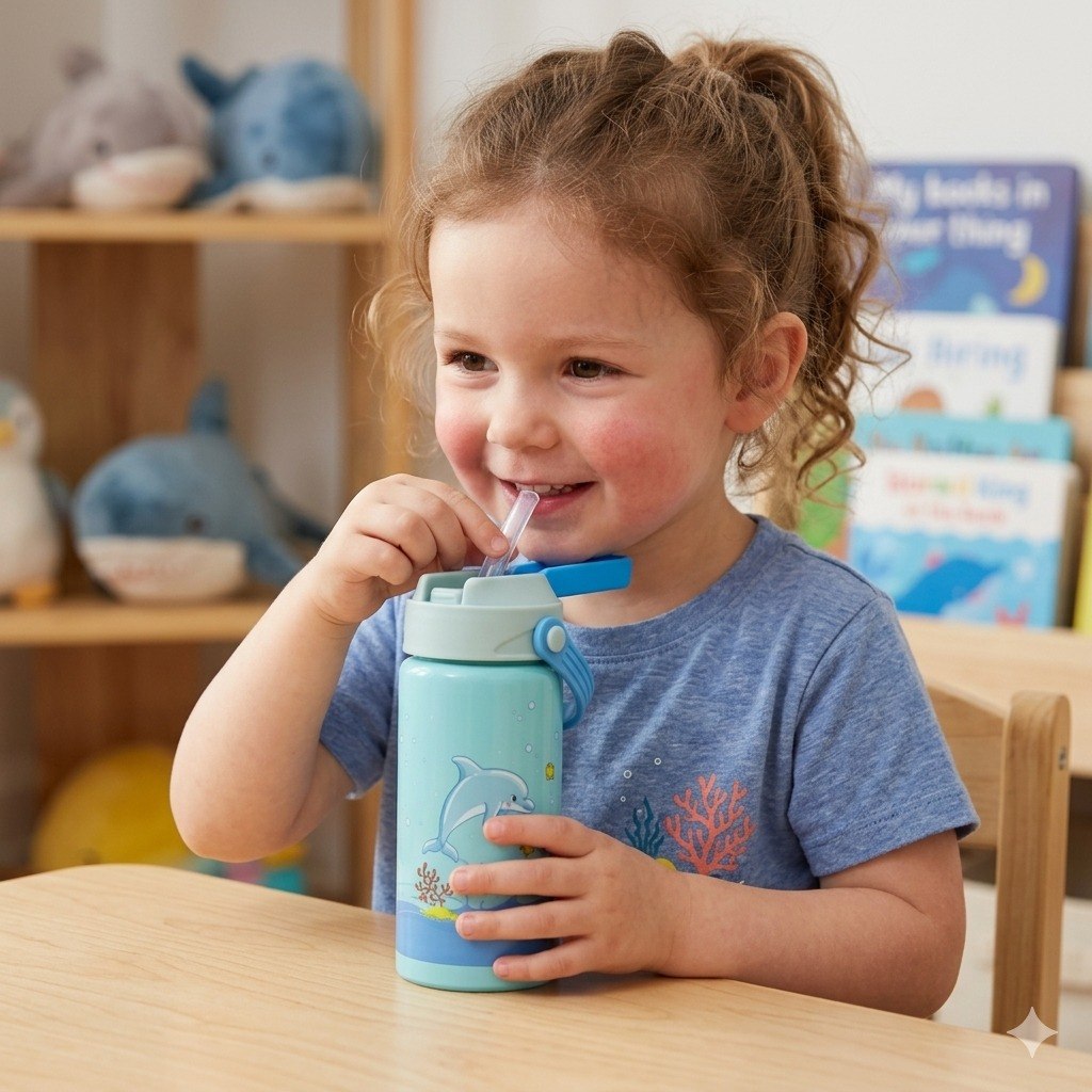 TERMO INFANTIL DE ACERO INOXIDABLE CON PAJILLA INCLUIDA