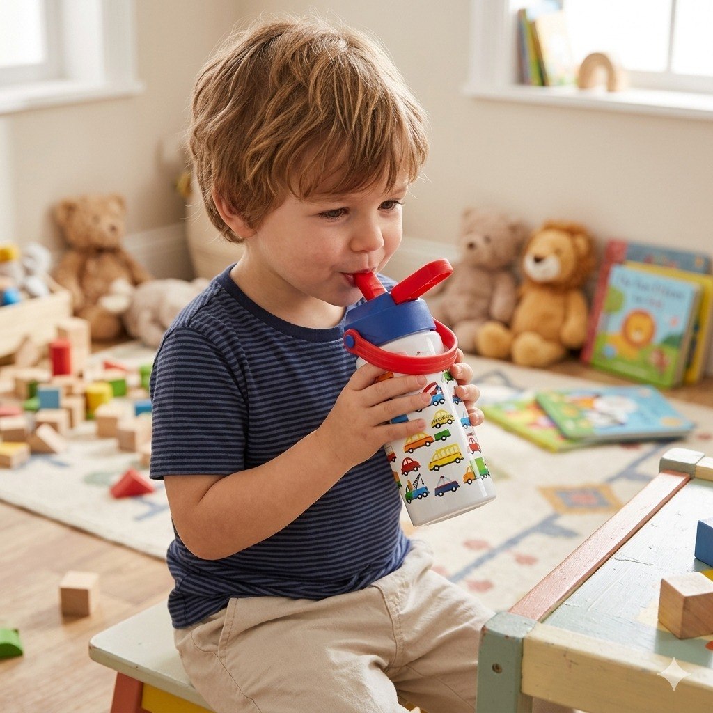 TERMO INFANTIL DE ACERO INOXIDABLE CON PAJILLA INCLUIDA