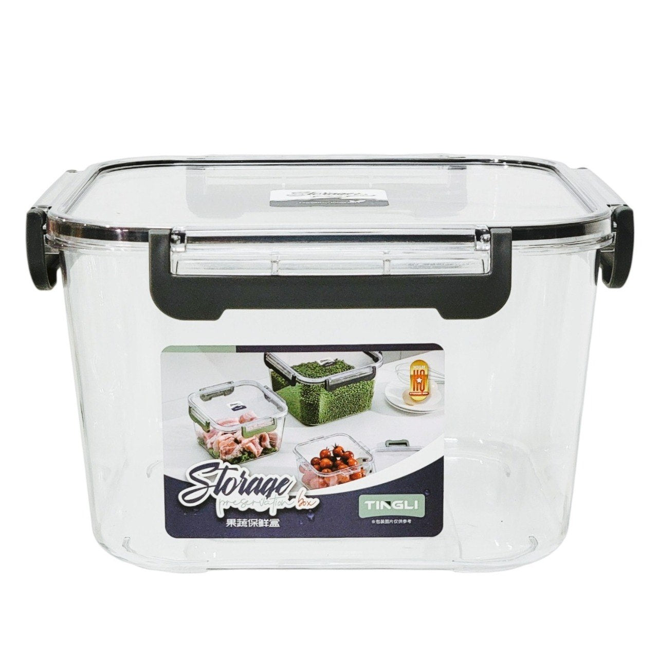 SET DE RECIPIENTES HERMETICOS CUADRADOS  COLOR GRIS OSCURO 3PCS TINGLI 25CM 20CM 16CM