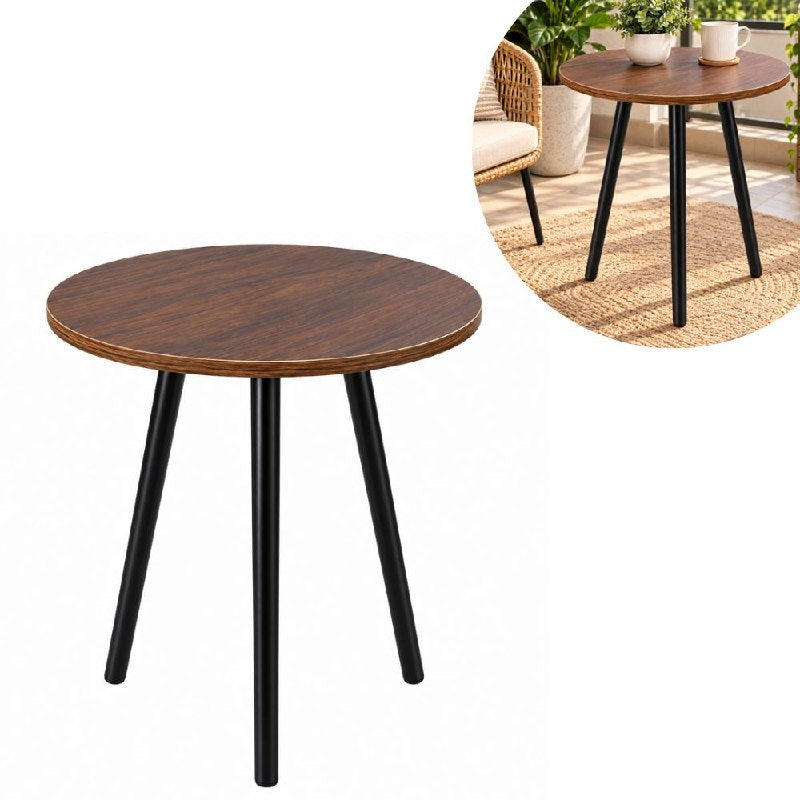 MESA AUXILIAR MODERNA CON ACABADO TIPO MADERA Y PATAS NEGRAS 40X40X55CM