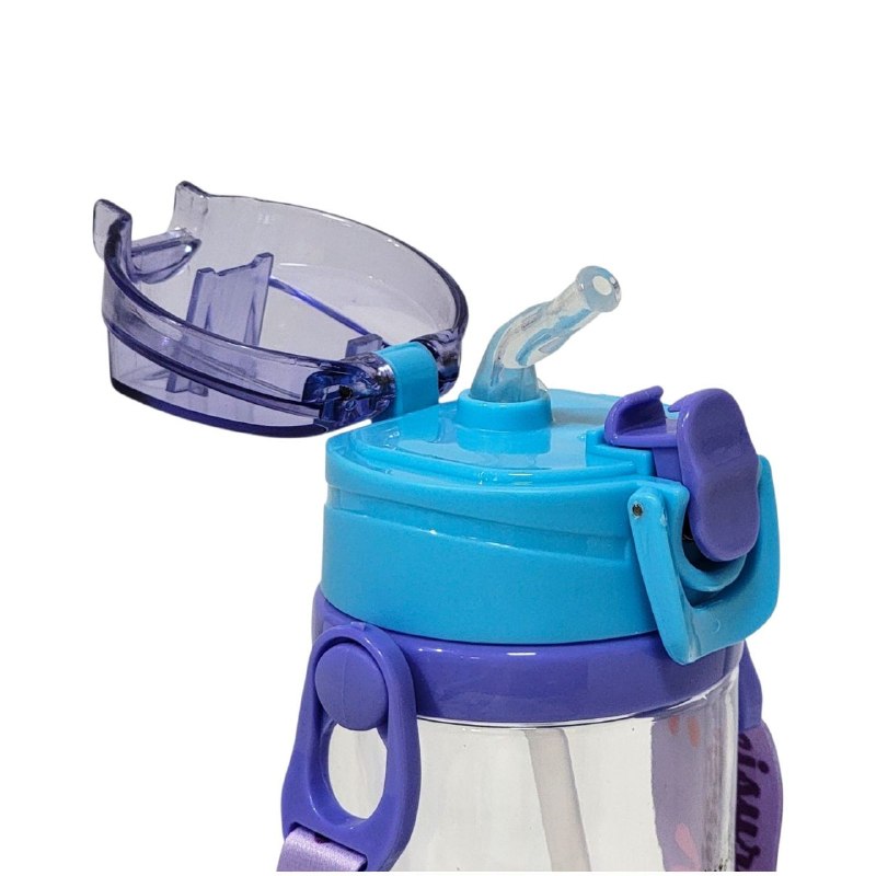 BOTE DE AGUA INFANTIL CON CORREA Y PAJILLA PARA NIÑOS 24X7CM