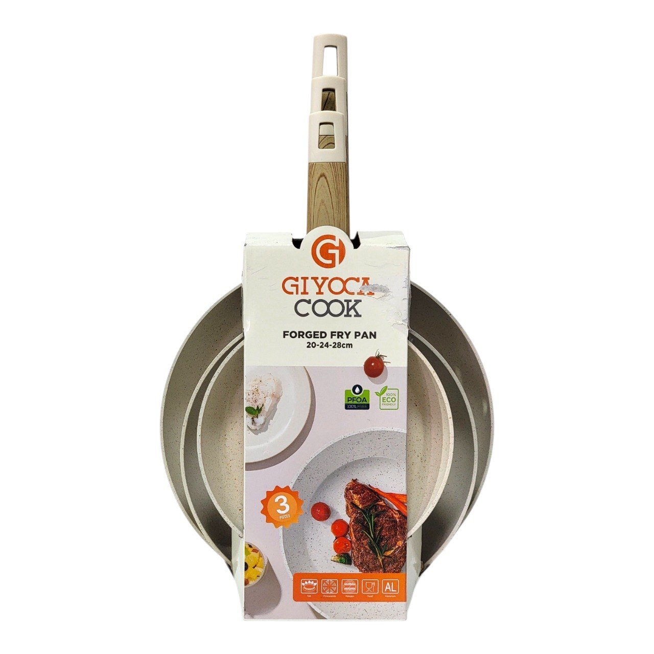 SET DE SARTENES DE ALUMINIO FORJADO ANTIADHERENTES 3PCS GIYOCA COOK