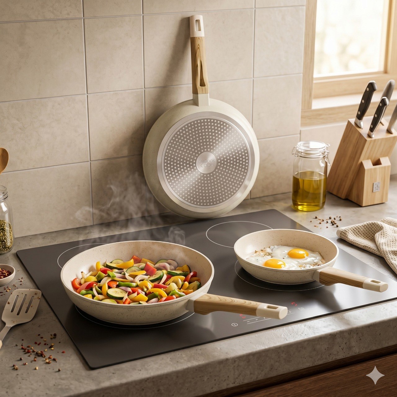 SET DE SARTENES DE ALUMINIO FORJADO ANTIADHERENTES 3PCS GIYOCA COOK