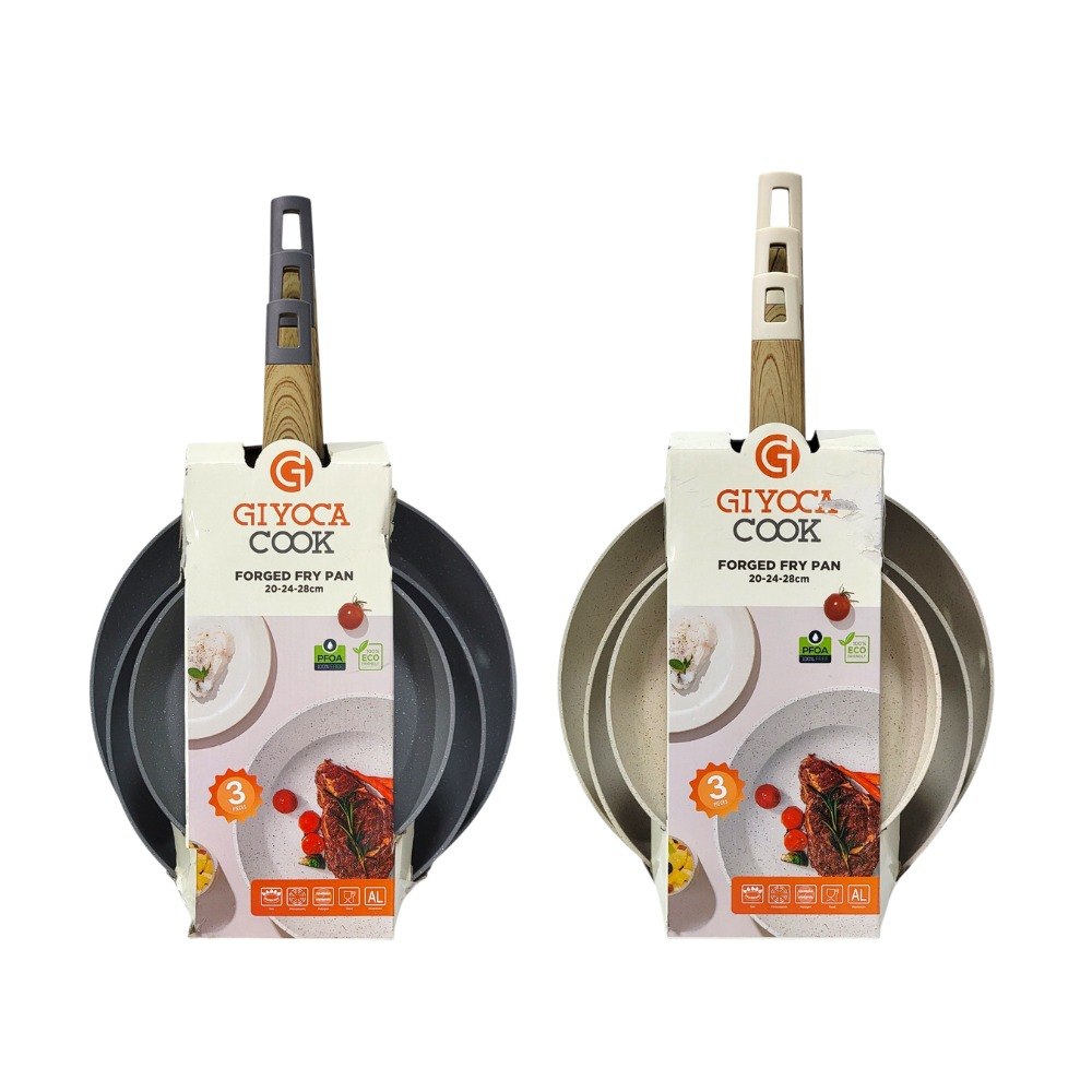 SET DE SARTENES DE ALUMINIO FORJADO ANTIADHERENTES 3PCS GIYOCA COOK