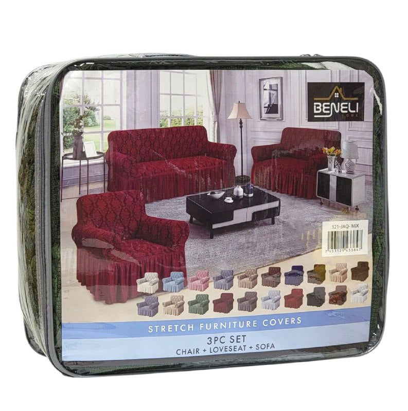 SET DE FORROS ELASTICOS DE MUEBLES, JUEGO DE 3 PIEZAS PARA MUEBLES VARIOS COLORES BENELI HOME