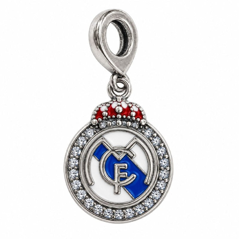 CHARM DE PLATA 9.25 CON DISEÑO DE ESCUDO DEL REAL MADRID MEDIDA: 2.5CM PESO: 2.9G