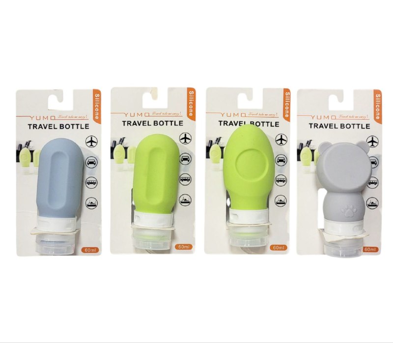 BOTES DE SILICONA PARA VIAJE, PARA SHAMPOO, ACONDICIONADOR, CREMA Y OTROS LIQUIDOS, A PRUEBA DE AGUA YUMO TRAVEL BOTTLE 60ML