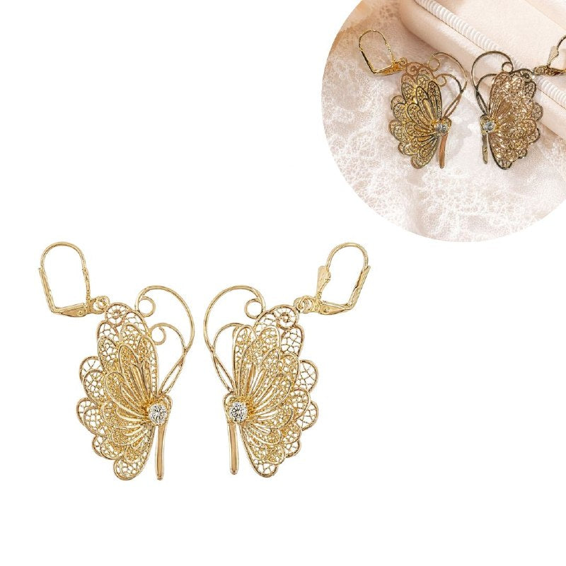 ARITO DE ENCHAPE PARA DAMA CON DISEÑO DE MARIPOSA 6CM