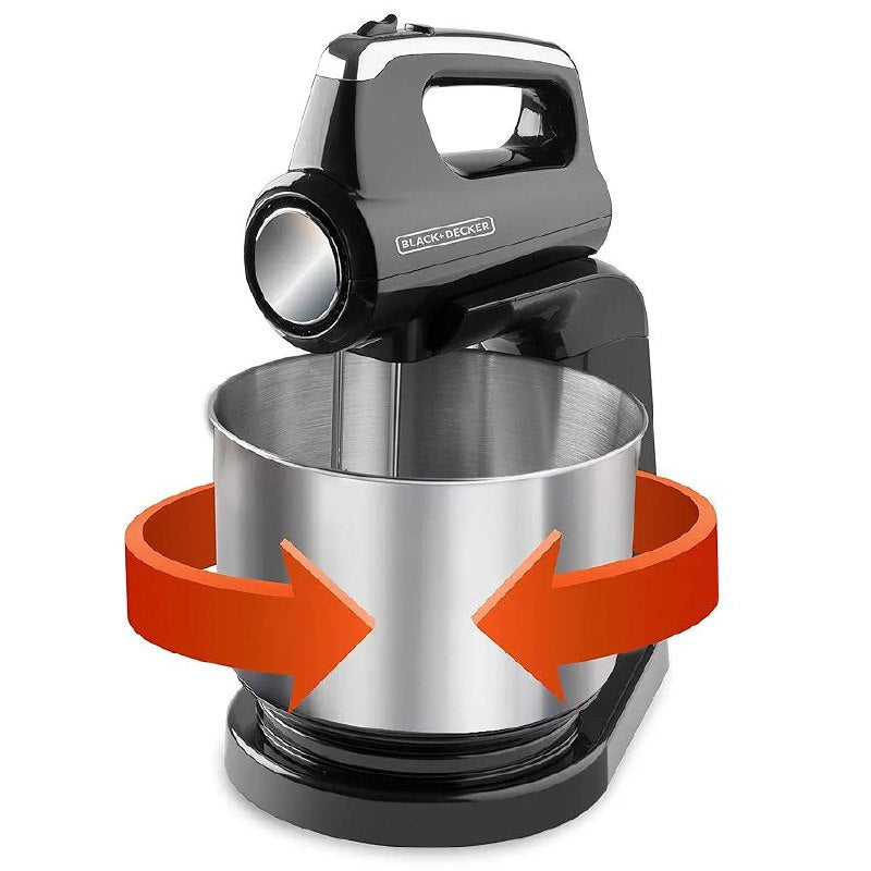 MAQUINA BATIDORA DE MANO, 5 VELOCIDADES, FUNCION TURBO, MOTOR POTENTE 250W, ACERO INOXIDABLE, CAPACIDAD 3.5L BLACK+DECKER