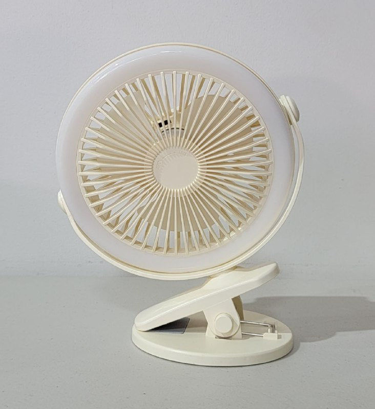 VENTILADOR DE CLIP PARA ESCRITORIO RECARGABLE CON LUZ LED