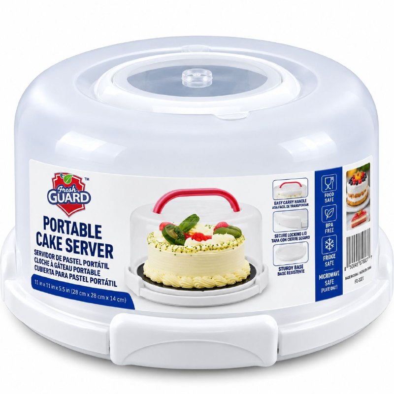 RECIPIENTE PORTA PASTELES CON CUPULA PROTECTORA FRESH GUARD 28X14CM