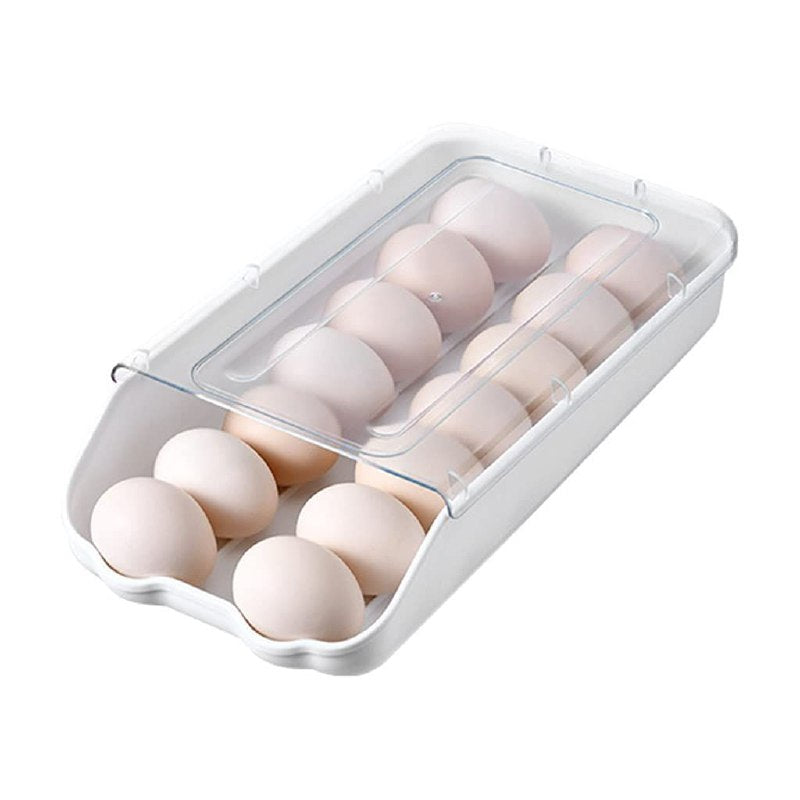 ORGANIZADOR DE HUEVOS TRANSPARENTE CON CAPACIDAD PARA 14 HUEVOS 16.5X31.5X7.5CM