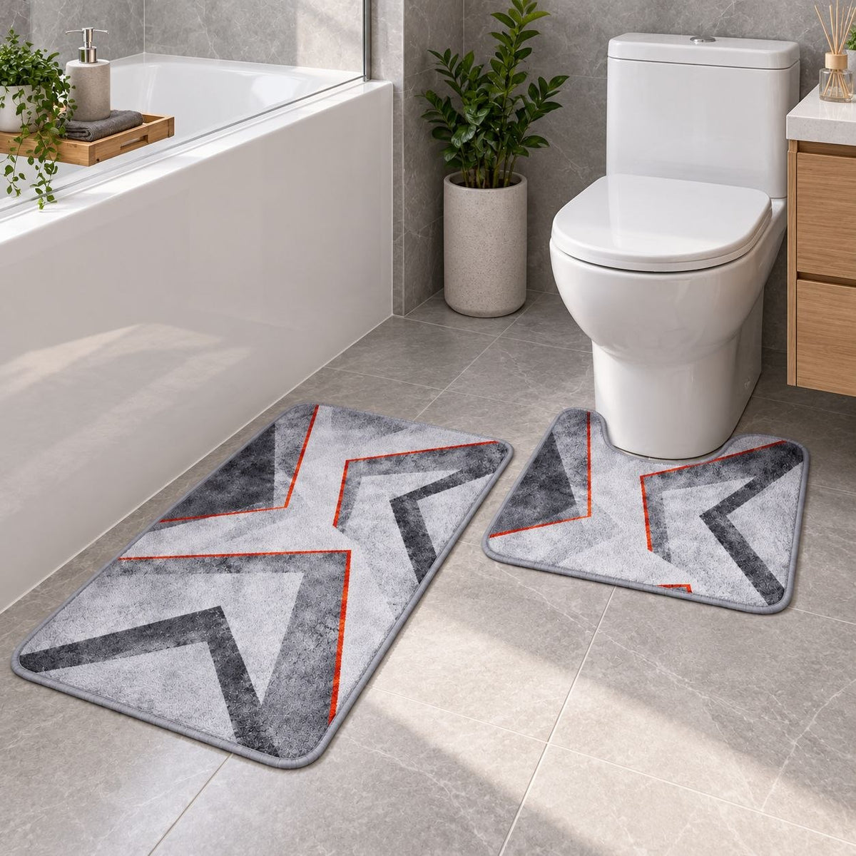 SET DE ALFOMBRAS PARA BAÑO SUAVES Y DECORATIVAS 2PCS DOOR MAT 80X50CM Y 18X18CM