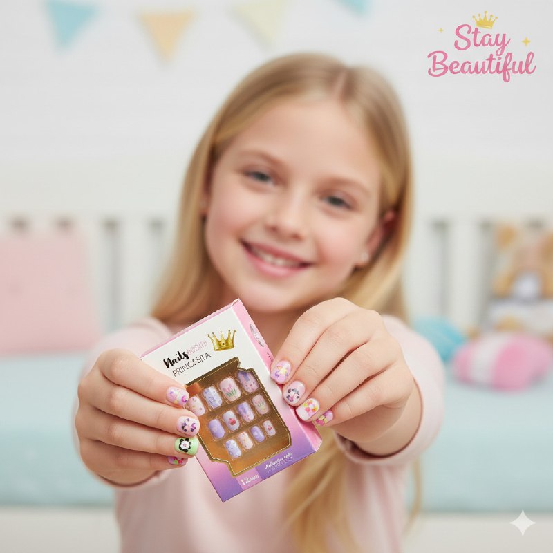 UÑAS POSTIZAS PRESS ON, UÑAS POSTIZAS PARA NIÑAS EN PAQUETE DE  CON ADHESIVO DE COLOCACION RAPIDA STAY BEAUTIFUL