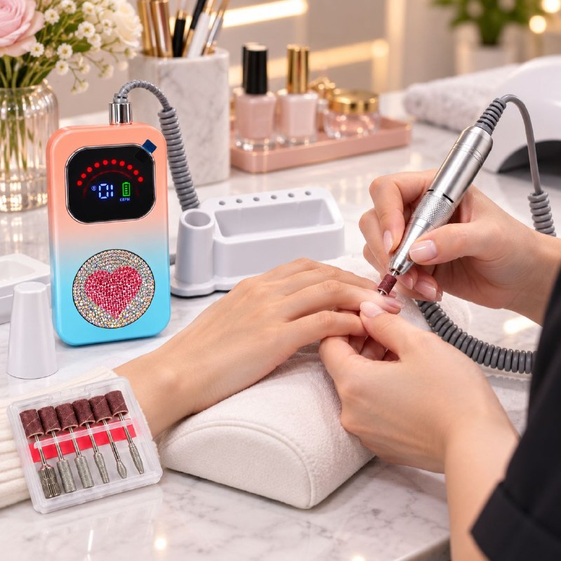 SET DE TALADRO PORTATIL RECARGABLE PARA UÑAS PULIDOR Y LIMADOR DE MANICURA Y PEDICURA