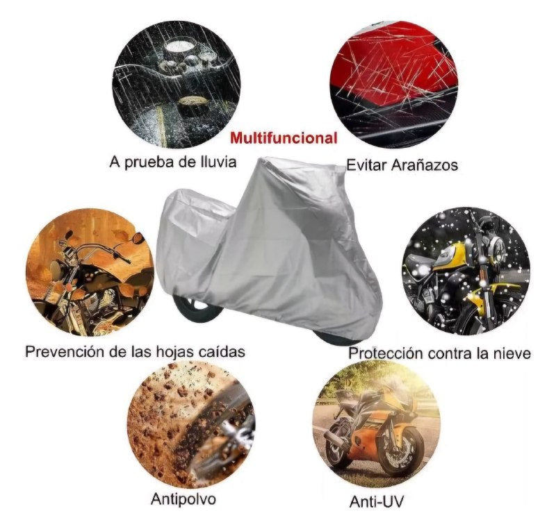 CAPOTE FORRO PARA MOTOCICLETA, CUBRE EL 100%, RESISTENTE AL AGUA, LIGERO, REUTILIZABLE 120X210CM
