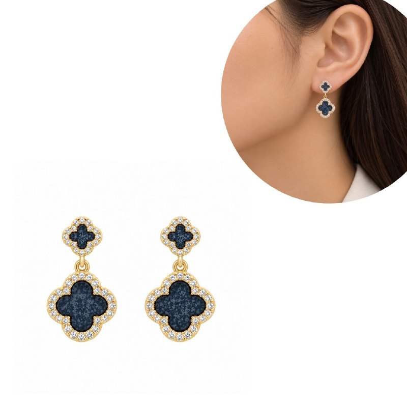 ARITOS DE ENCHAPE PARA DAMA CON DISEÑO DE FLOR 2CM (DUPE DE VAN CLEEF)
