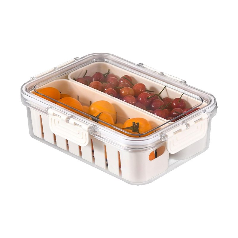 ORGANIZADOR RECIPIENTE ALMACENADOR DE ALIMENTOS, CAJA REFRIGERADORA DOBLE CAPA, DRENA Y ALMACENA ALIMENTOS FRESCOS 9X6CM