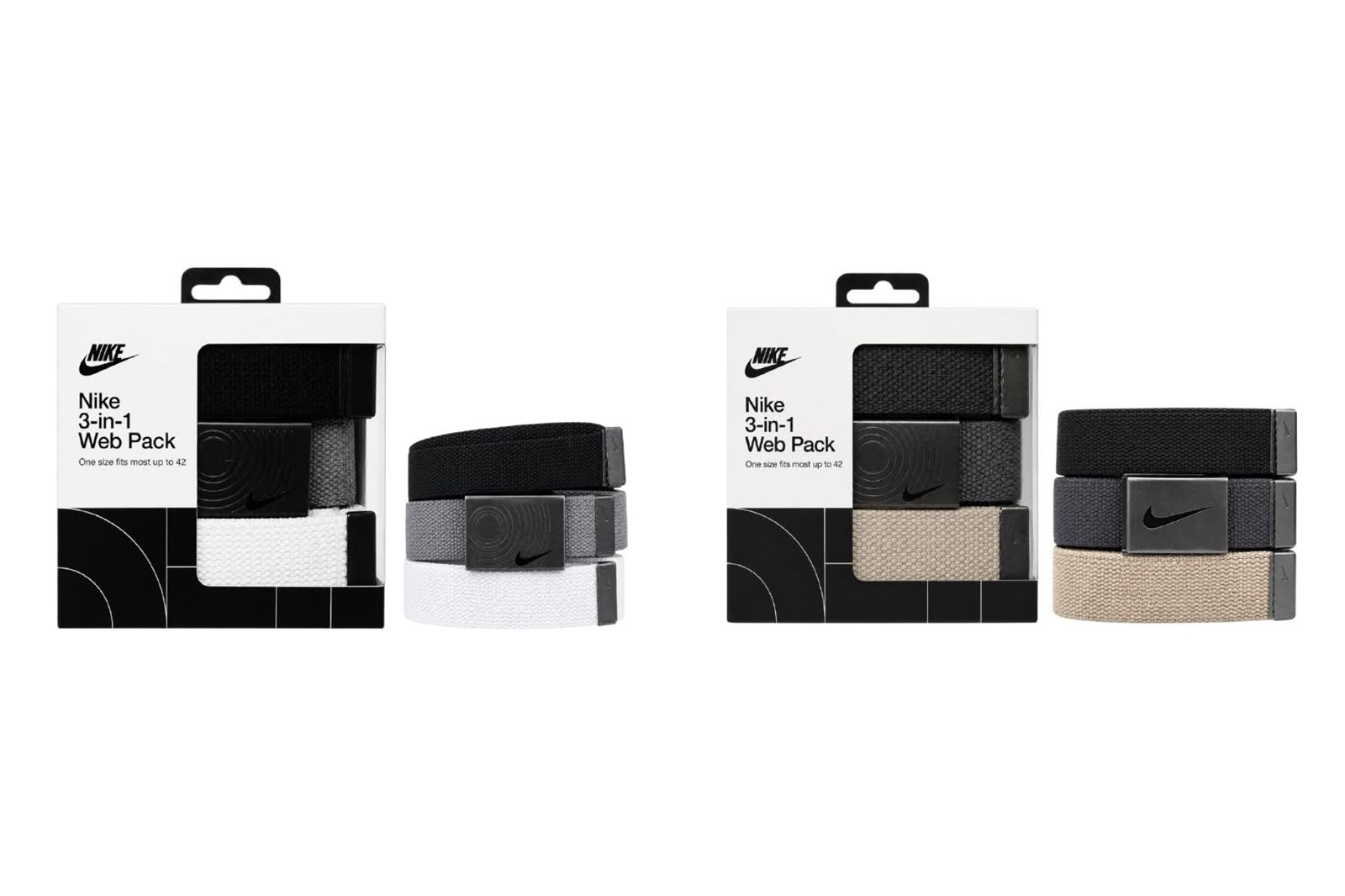 FAJAS ORIGINALES NIKE 3-IN-1 PARA CABALLERO TALLA 42 ADAPTABLE, 3 COLORES NEGRO, GRIS, BLANCO