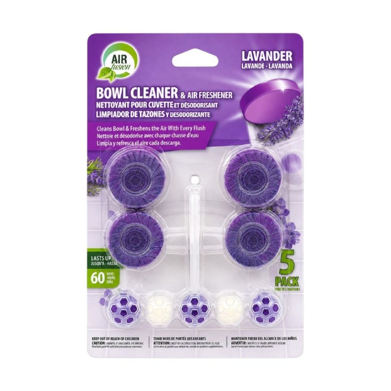 PASTILLAS LIMPIADORAS Y DESODORANTES PARA SANITARIOS CON AROMA A LAVANDA AIR FUSION 5PCS