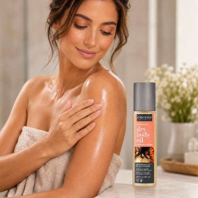 ACEITE CORPORAL SECO HIDRATANTE Y ACONDICIONADOR DE RAPIDA ABSORCION CON AROMA A VAINILLA Y AZUCAR CUCCIO 100ML
