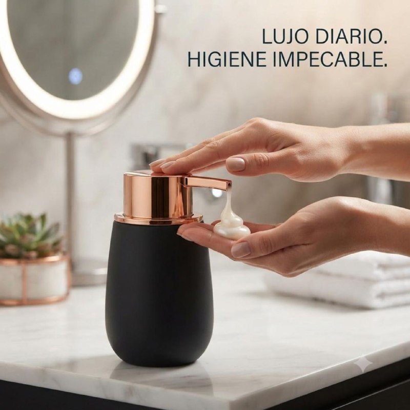 DISPENSADOR DE JABON MINIMALISTA ELEGANTE DE LUJO PARA BAÑO O COCINA Y CAPACIDAD 320ML 9.5X16X8CM
